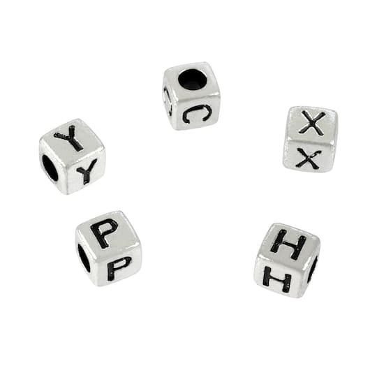 Silver Alphabet Cube Crafting Beads, 6mm by Bead Landing&#x2122;